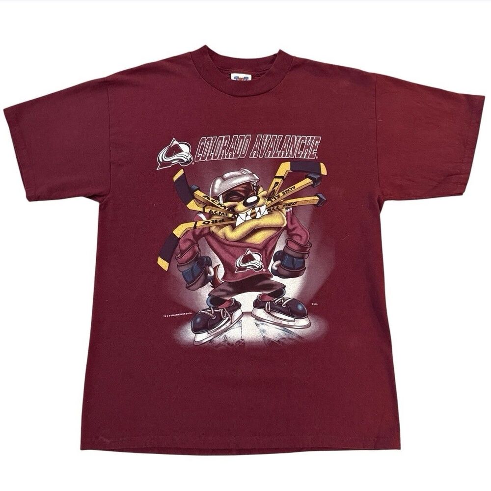 Vintage 2000 Colorado Avalanche Taz Looney Tunes Hockey Graphic T‑Shirt L NOS